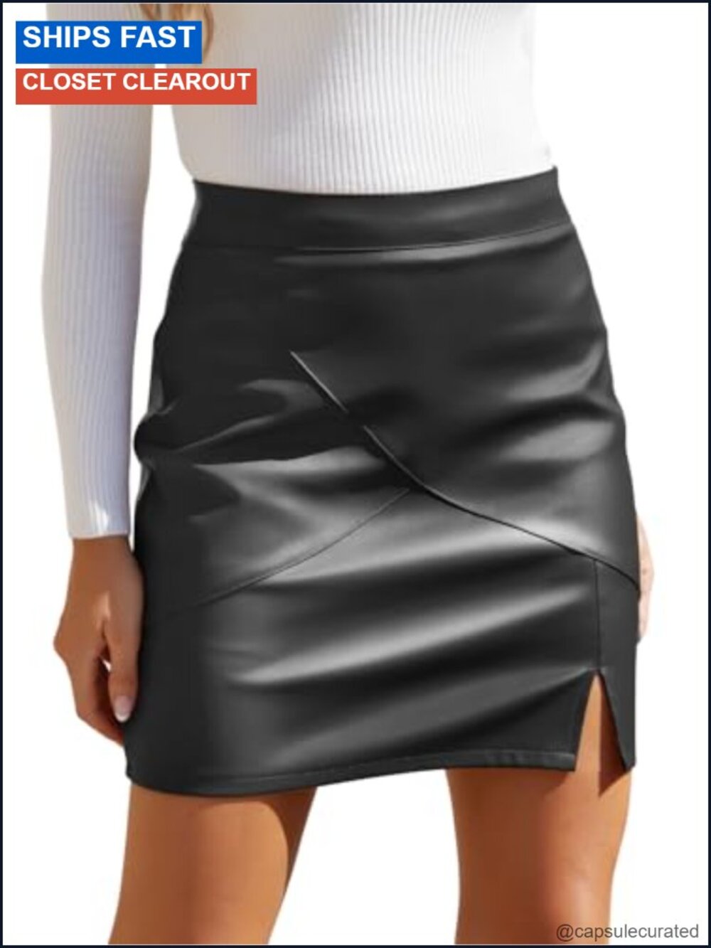 Faux Leather High Waisted Bodycon Mini Pencil Skirt with Shorts